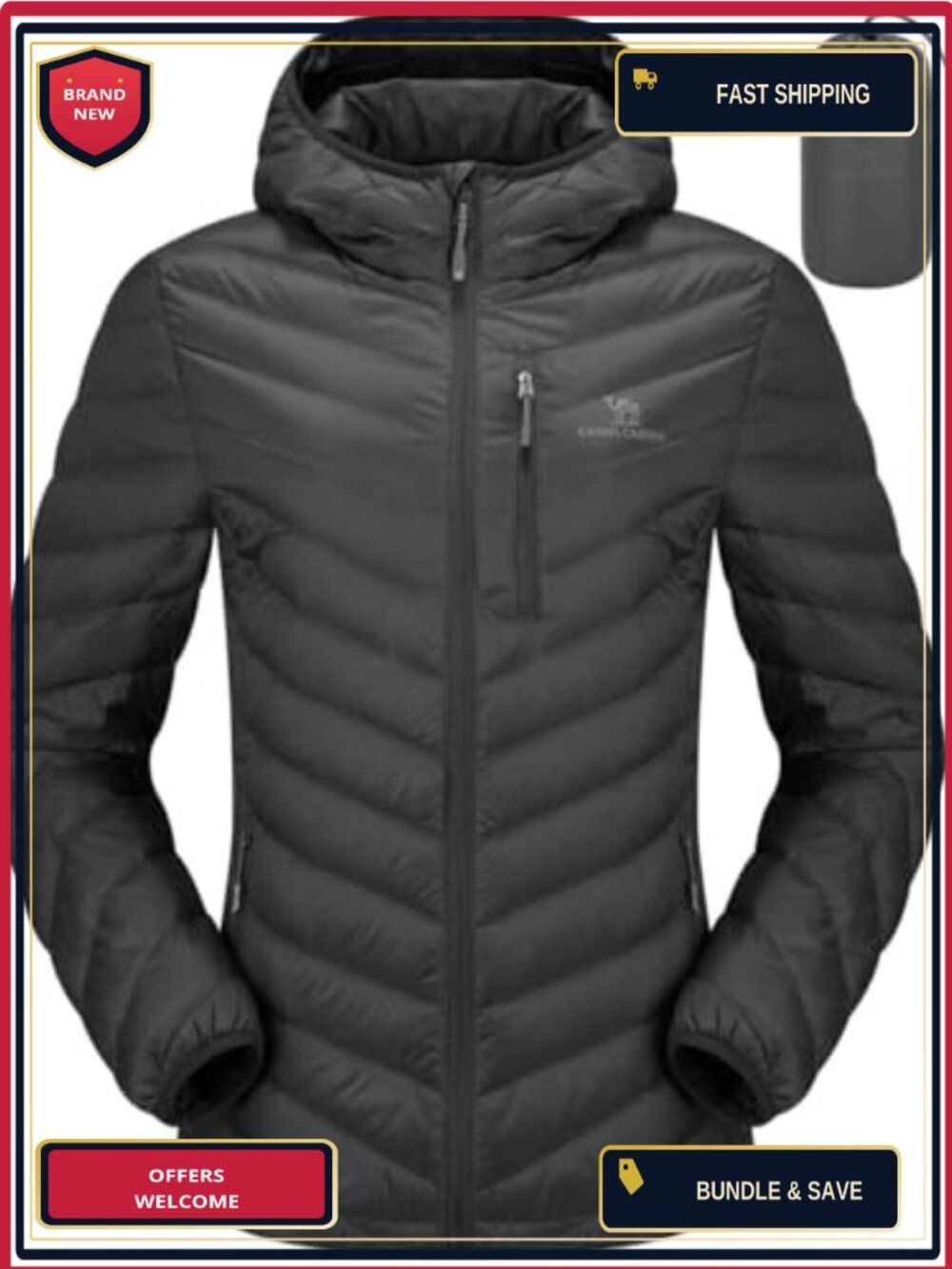 Women's Packable Down Jacket Lightweight Puffer Coat Hooded Water-Resistant